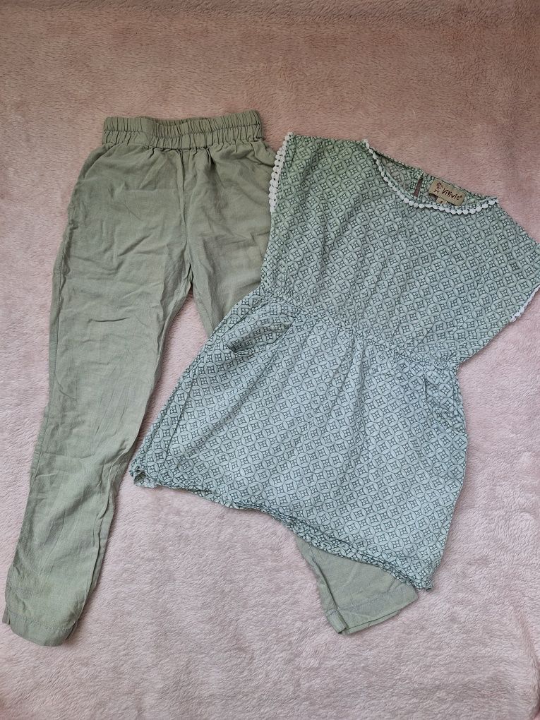 Pantaloni subtiri vara copii 4, 5 ani camasa alba 116-122 bluza bumbac