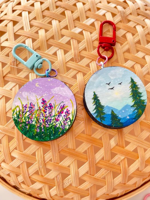 Brelocuri Handmade, lemn, pictate manual - 2 perechi ediție limitată