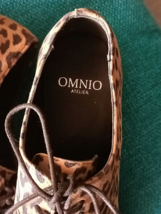 Pantofi Oxford din piele animal print