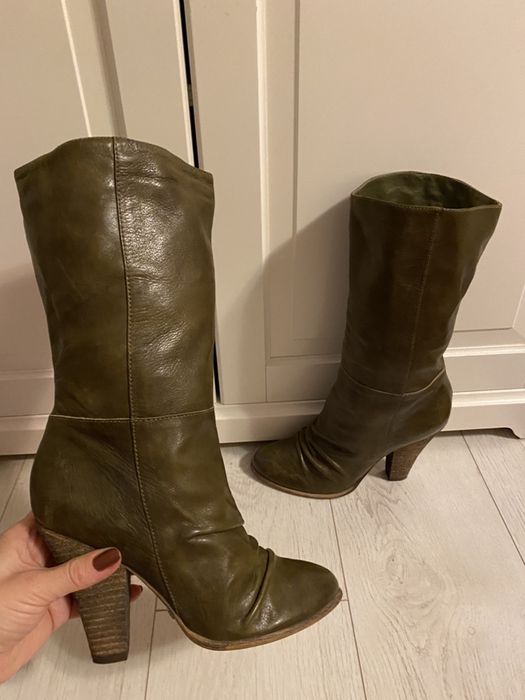 cizme-dama Buffalo London,marimea 39,piele naturala,kaki