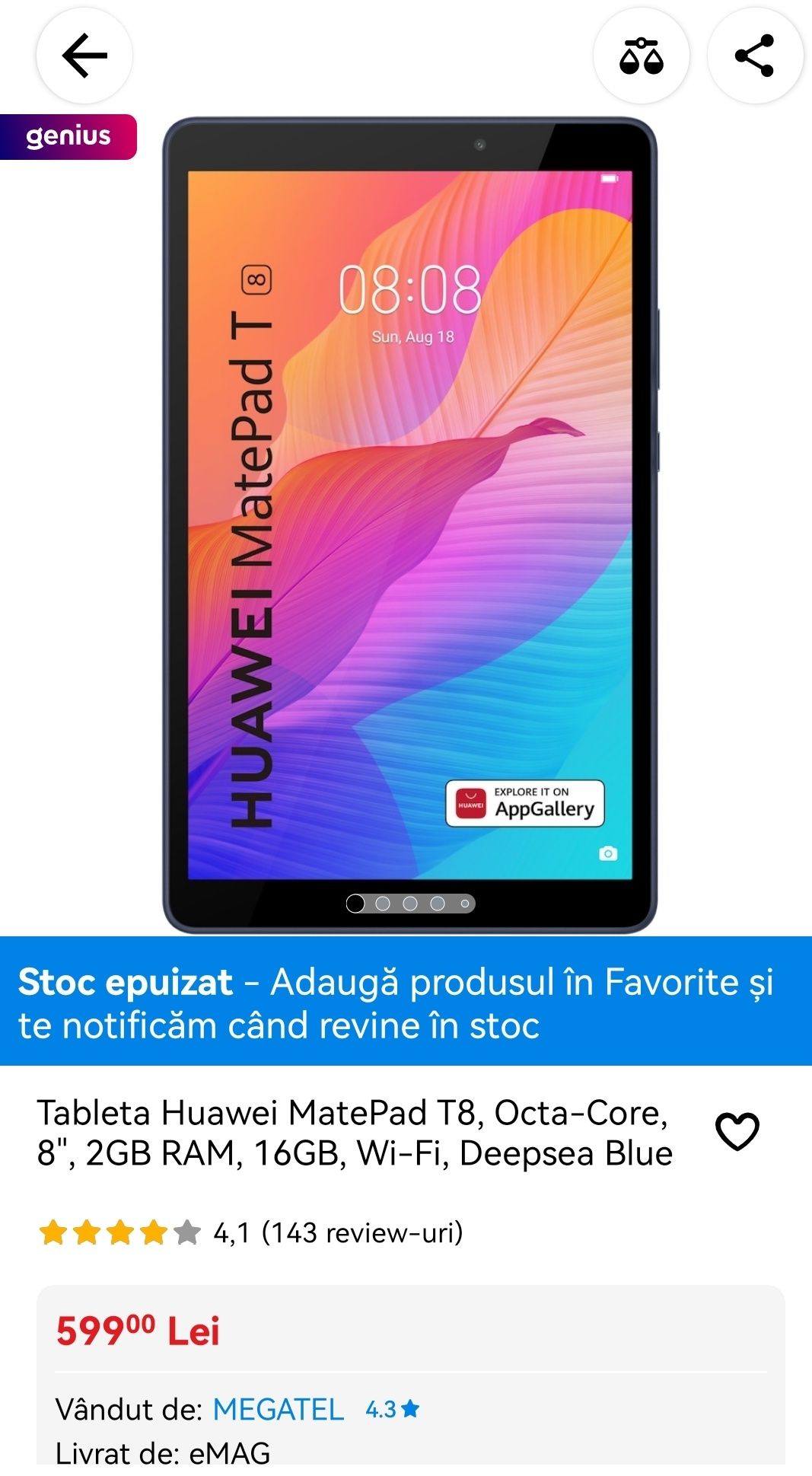 tableta Huawei Matepad T8, Android 10