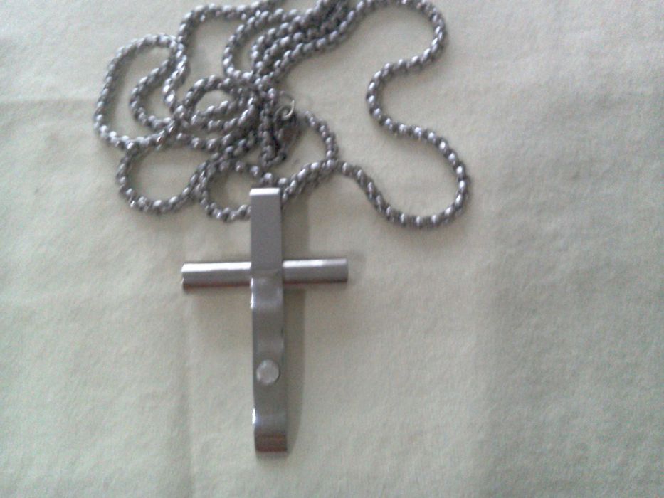 Cruce cu lanț - inox satinat placat rodiu