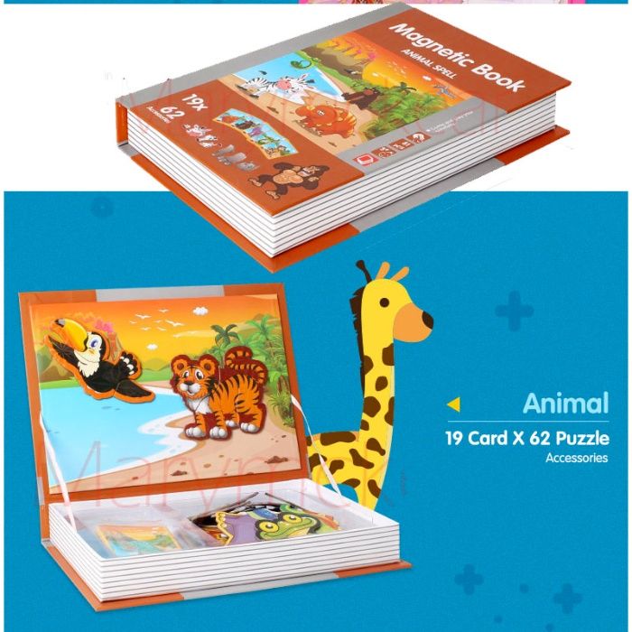 Carte magnetica cu piese puzzle Magnetic Book Animal Spel