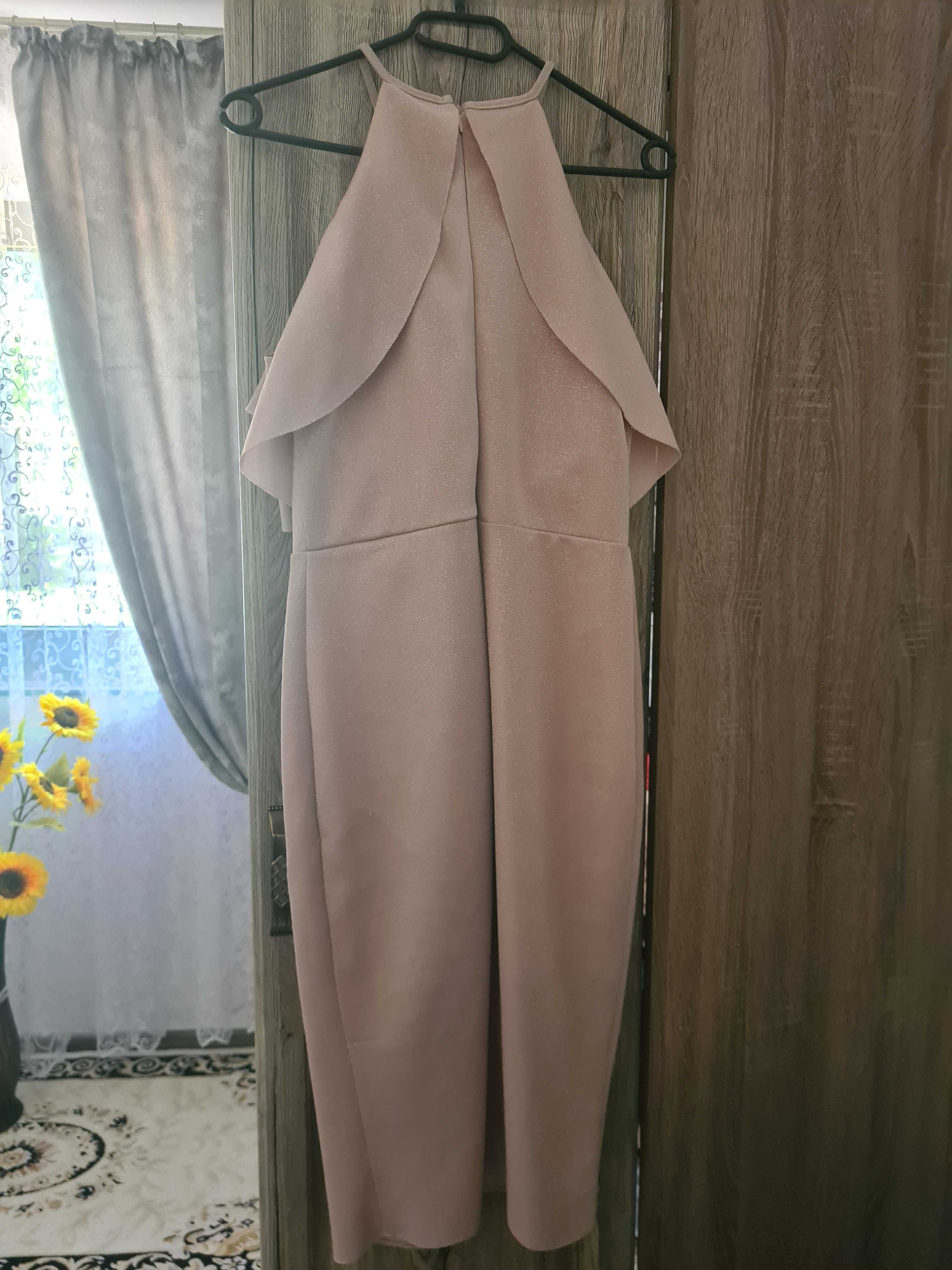 Rochie elegantă de ocazii speciale roz cu sclipici M