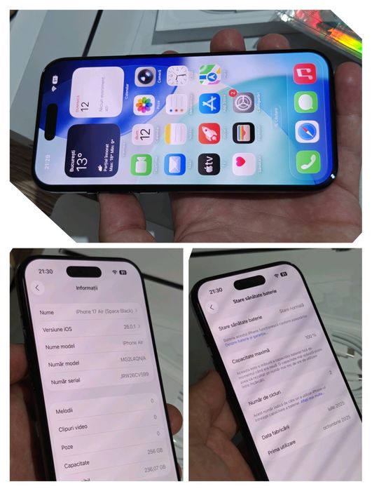 iPhone 17 Air 5G (Space Black) 256GB NOU Desigilat Ofertă Preț