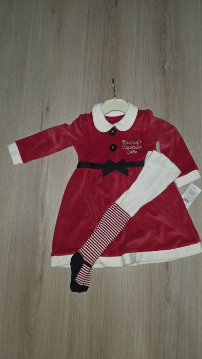 Коледна рокличка с чорапогащник 80-86см