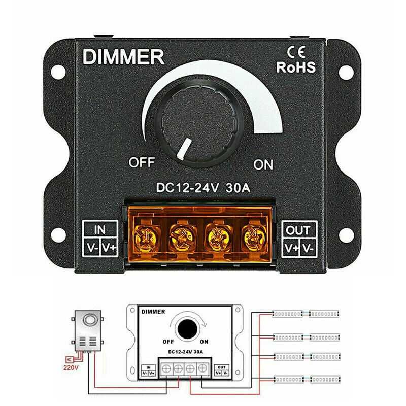 Variator tensiune leduri 12V/24V DC 30A 12V< 360W, 24V< 720W. Nou!