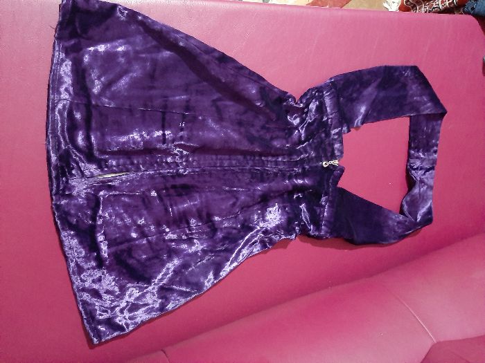 Sarafan de blugi original cu broderie, Sarafan catifea albastru