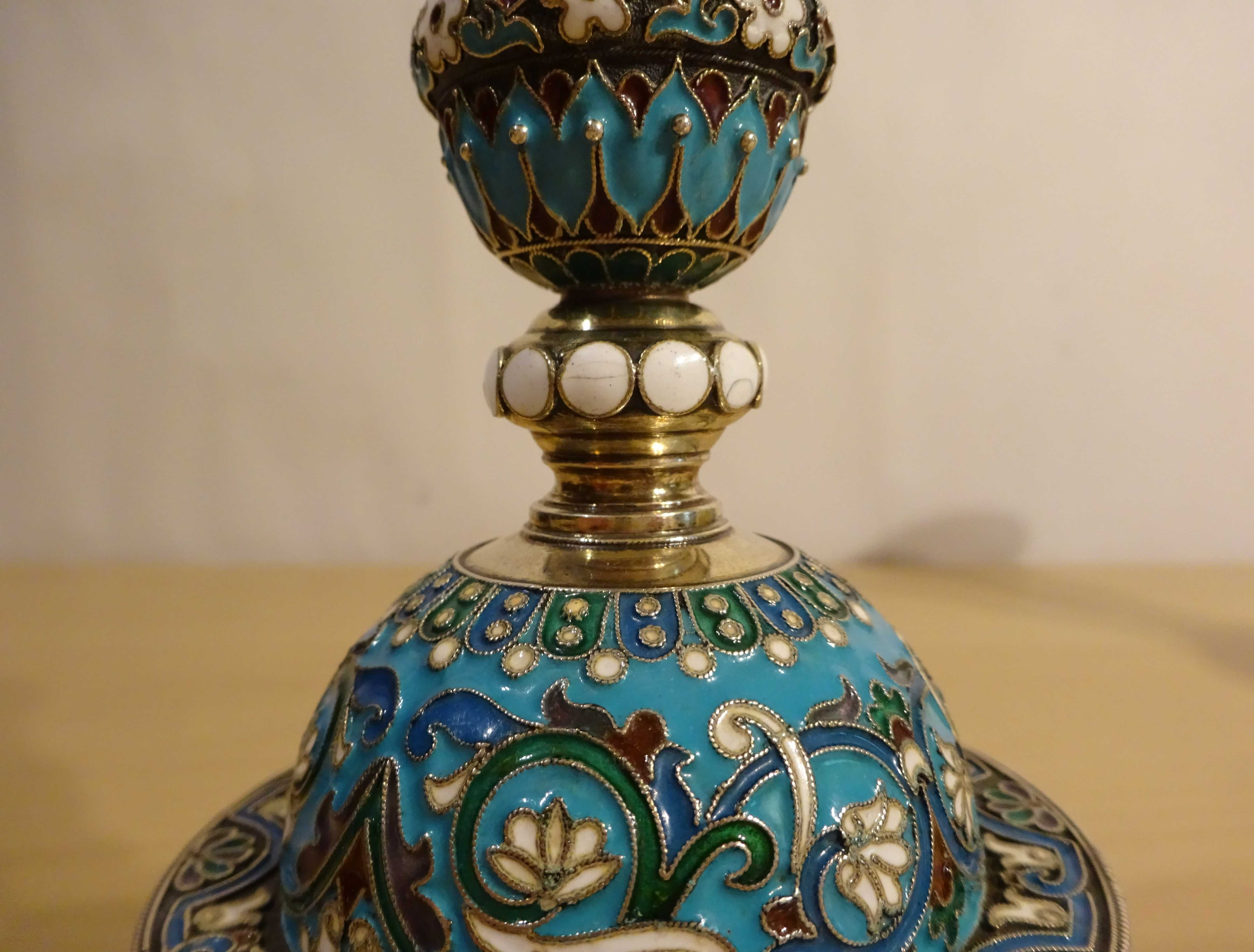 50%Pret-Sfestnice Rusia Imperiala- Moscova- Argint si email multicolor