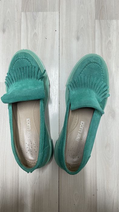 Лоферы бирюзовые