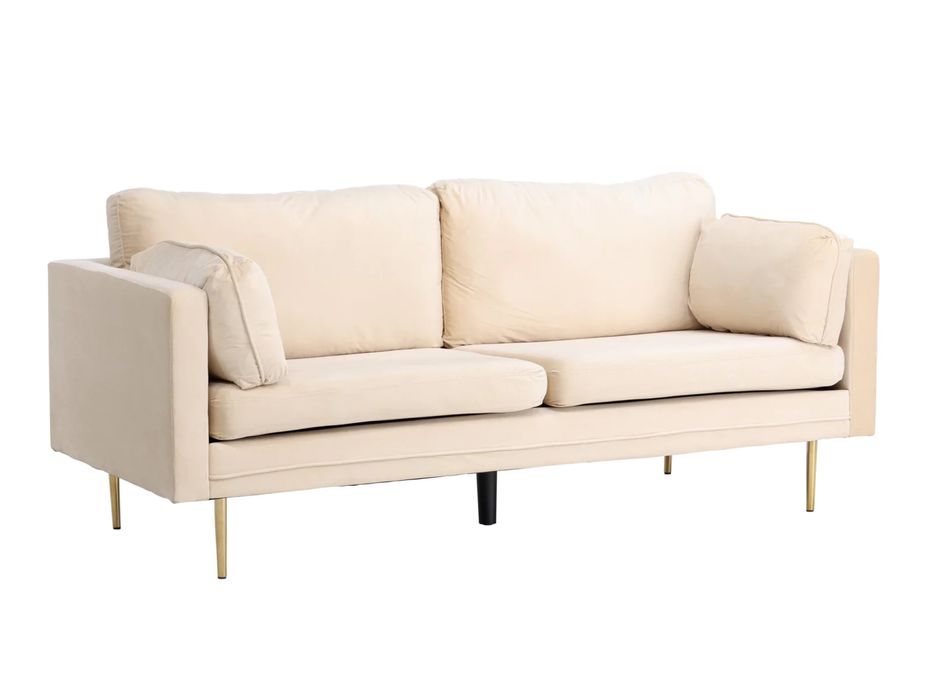Диван от плюш цвят Сметана