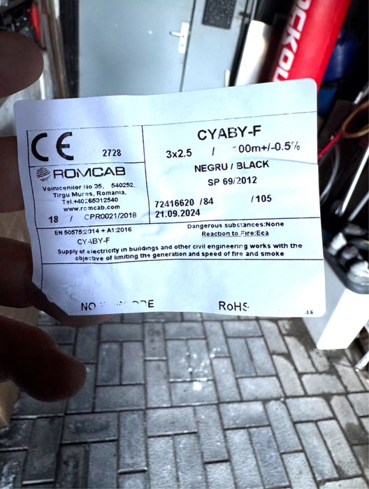 Rola cablu electric cupru 3x2,5 CYABY-F