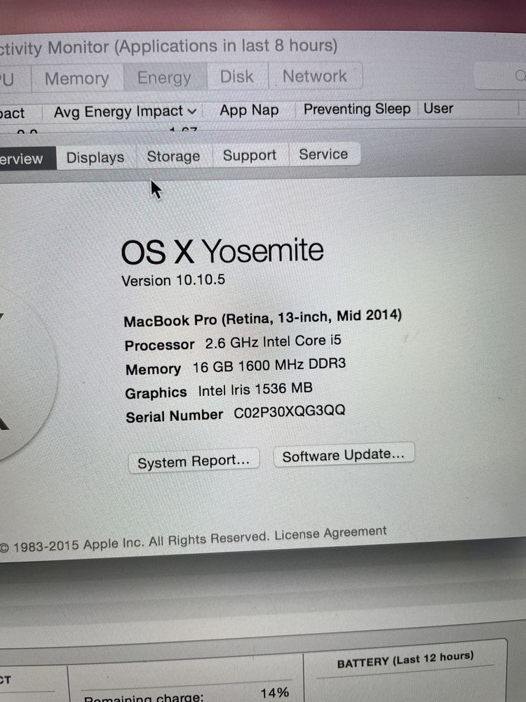 Macbook Pro Retina 13" mid 2014 A1502