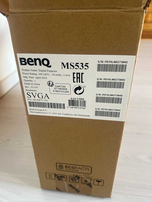 Videoproiector BenQ MS535, SVGA, 3600 lumeni, alb, nou !!