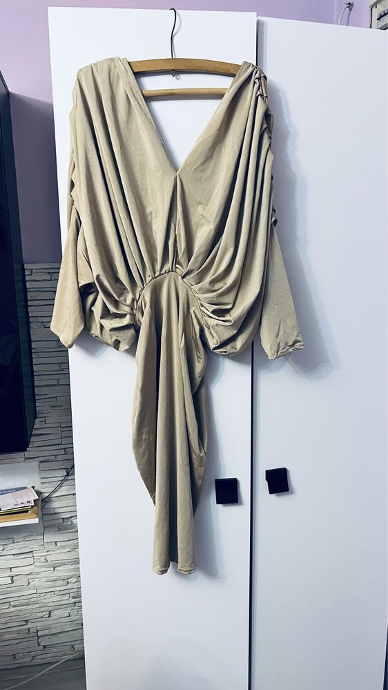 Rochie licra khaki model maneci incretite