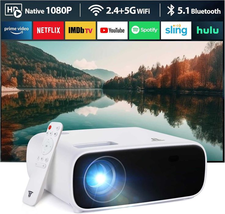Proiector WiFi, Full HD 1080P 20000 lumen Android/iOS/TV