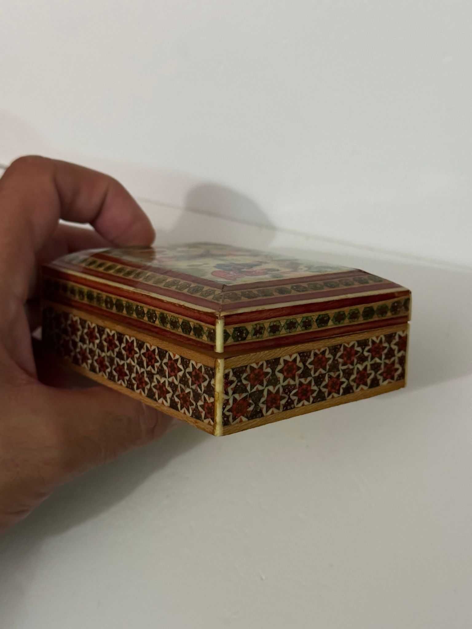CUTIE BIJUTERII LEMN - Facuta Manual - Persian Micro Mosaic - Vintage!