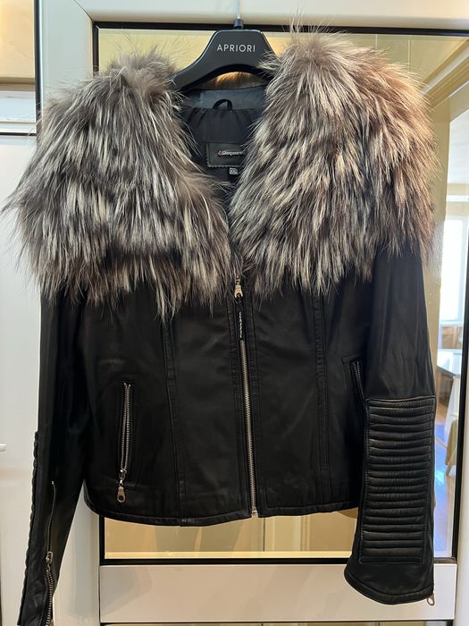 Кожено яке естествена кожа с яка от лисица