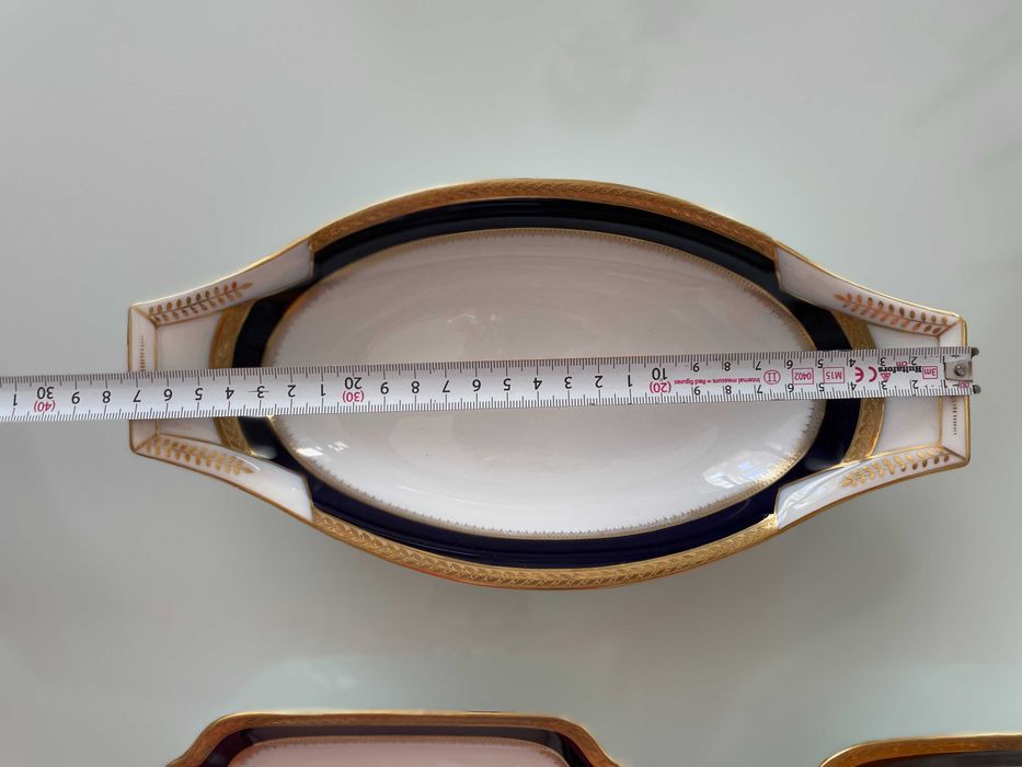 Tritschler set platouri portelan fin secol 19 aur 24k si cobalt rare