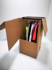 Cutie de carton cu bara pentru transport haine 55x55x107cm