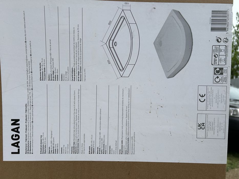Cadita dus semirotunda 80x80x15