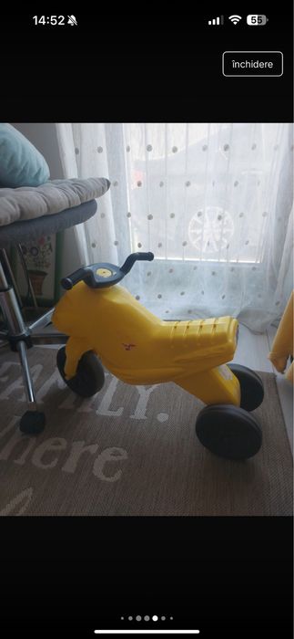 Bicicleta tricicleta copii platic galbena