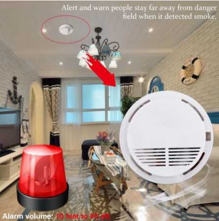 Противопожарна аларма - Безжичен детектор за дим / 16 х 16 х 3 см. /