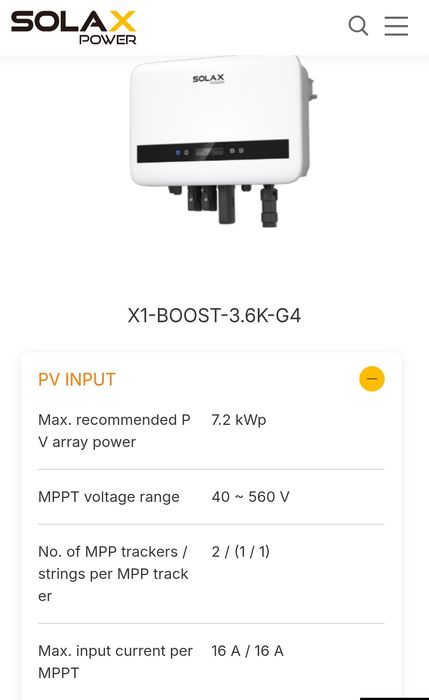 Монофазен инвертор Solax Boost X1-3.6 kw+wifi