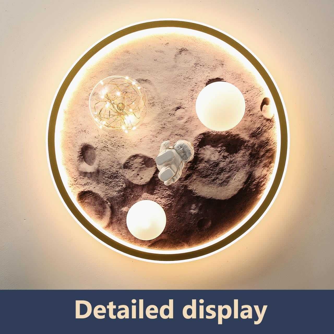 Plafoniera camera copii 68W, 50cm, design astronaut, telecomanda