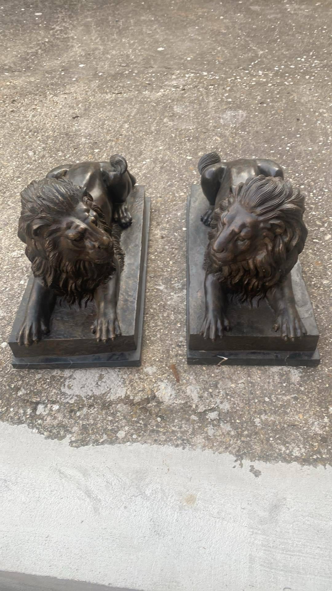 Set 2 statuete de lei din crupu