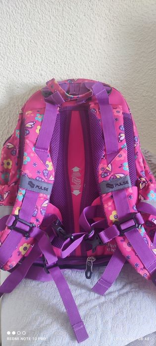 Детска раница Pulse – розова с пеперуди и цветя