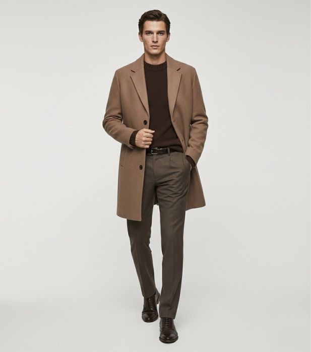 MANGO уникално мъжко палто в кафяво