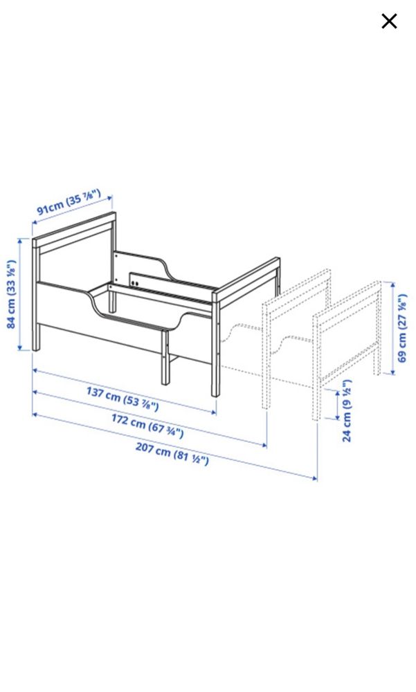 Кровать IKEA Сундвик, цвет белый, размер 80*200см