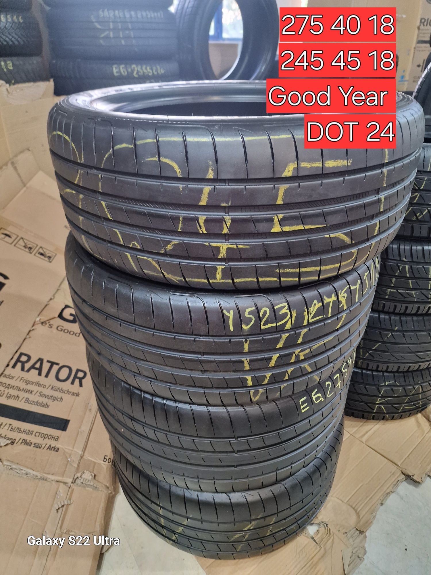 245 45 18 Good Year 275 40 18 Pirelli