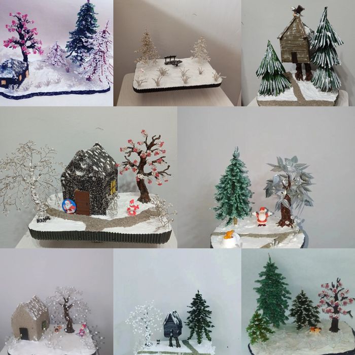 Композиция ручная работа зимние поделки из бисера школа садик поделки