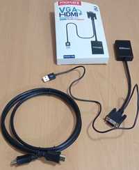 Adaptor Convertor de la VGA la HDMI  cu USB pentru alimentare si Audio
