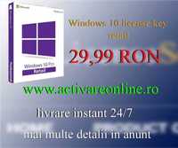 LIVRARE INSTANT 24/7 ActivareOnline.ro Windows 10 Pro Licenta Retail