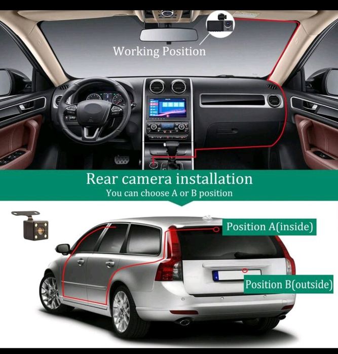 Camera auto de bord triplă