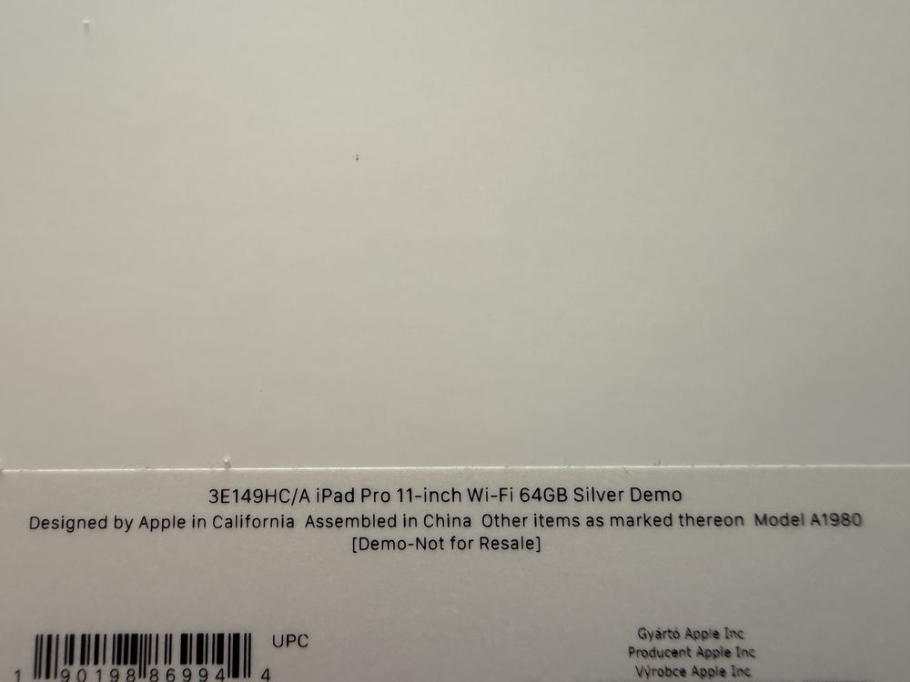 iPad Pro 11 1st gen (2018) 64GB WIFI Silver