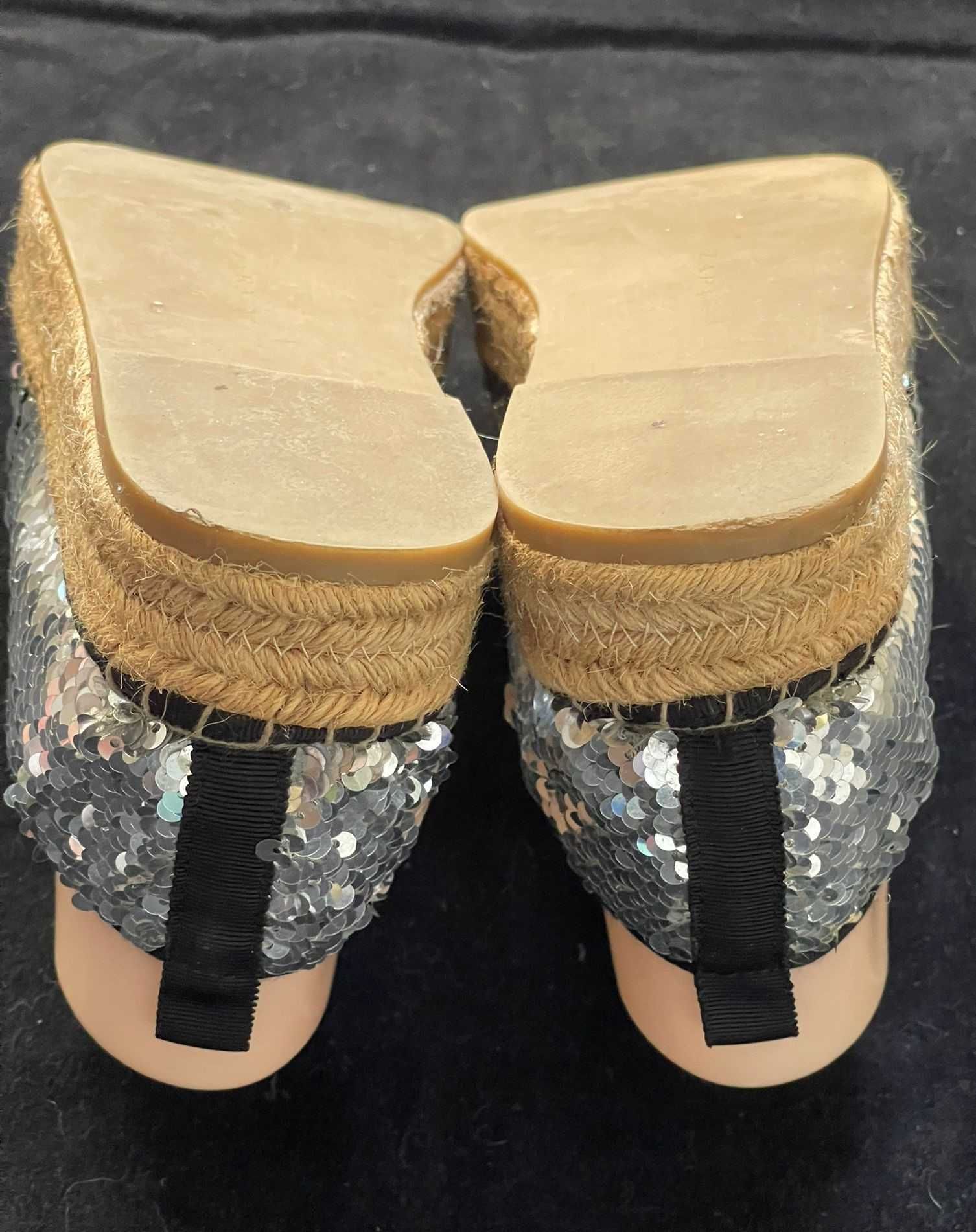 Espadrile paiete argintii talpa sfoara si cauciuc ZARA