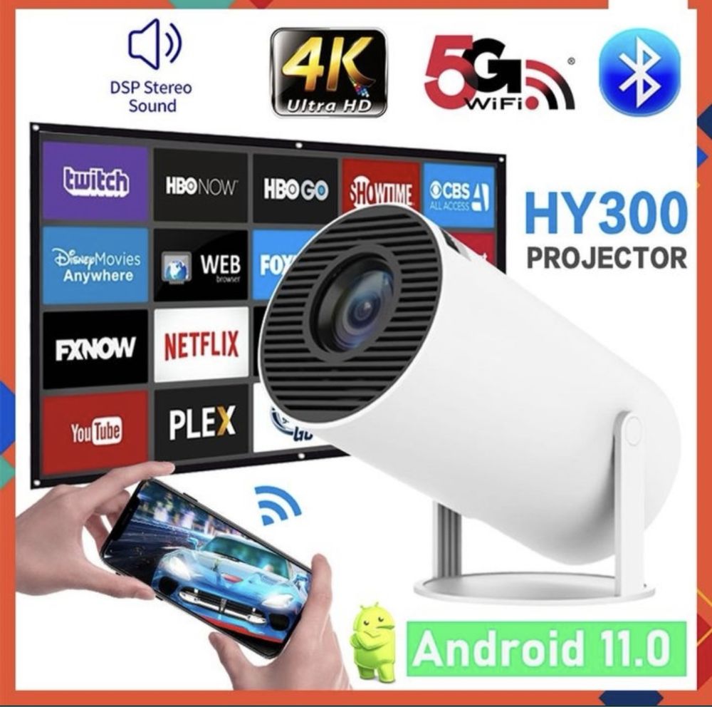ANDROID Смарт Проектор/Домашно кино -FULL HD /4K /Bluetooth / WI-FI