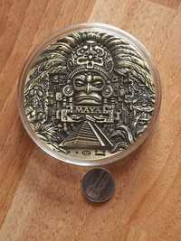 Moneda medalie maiasi piramida calendar aztec 8cm 200grame UNC MND-1