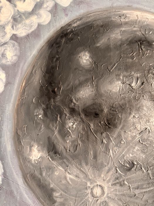 Tablou ulei Luna abstract 70x70 cm cu sasiu 4cm