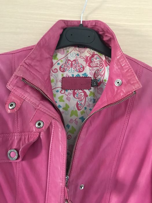Geaca dama, piele naturala, 38, roz fucsia