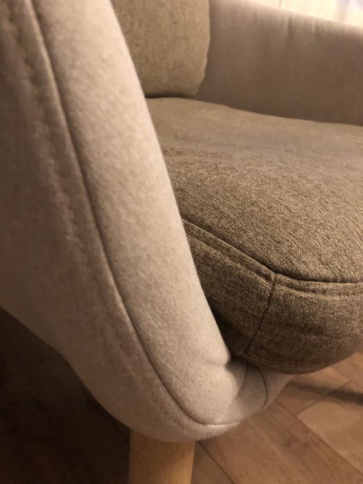 Fotoliu bej/maro/ lemn stejar