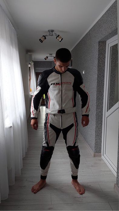 Vand combinezon moto FLM, din piele, 2 piese