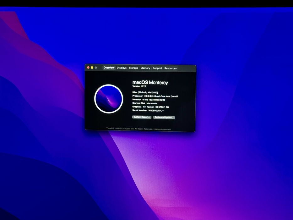 iMac (27-inch, Mid 2010) 16GB RAM, 1TB SSD, Intel i7