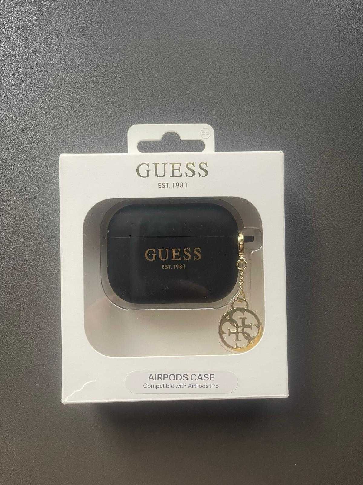 AirPods PRO GEN 1,2,3 - diverse huse+snur Guess, Silicon, Negru/Auriu