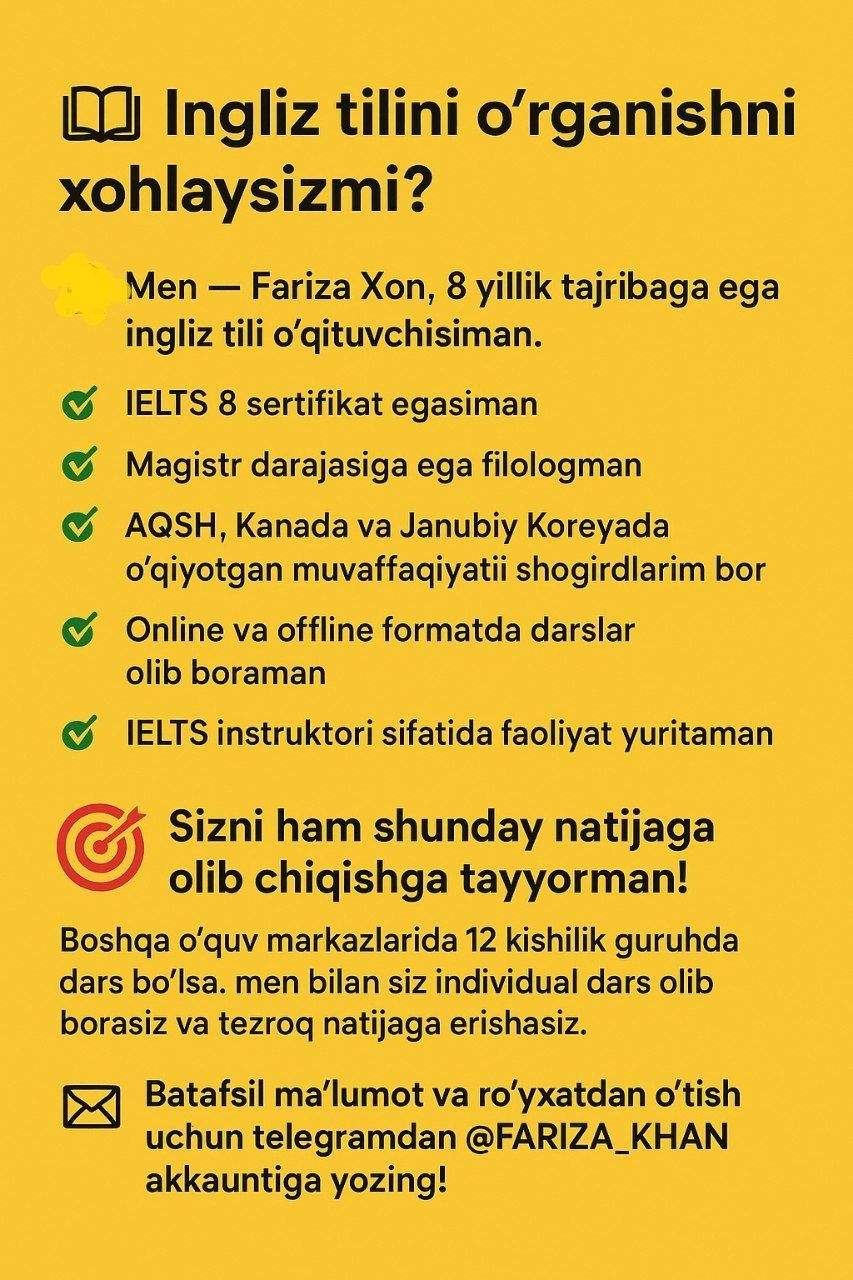 Ingliz tili va IELTS darslari