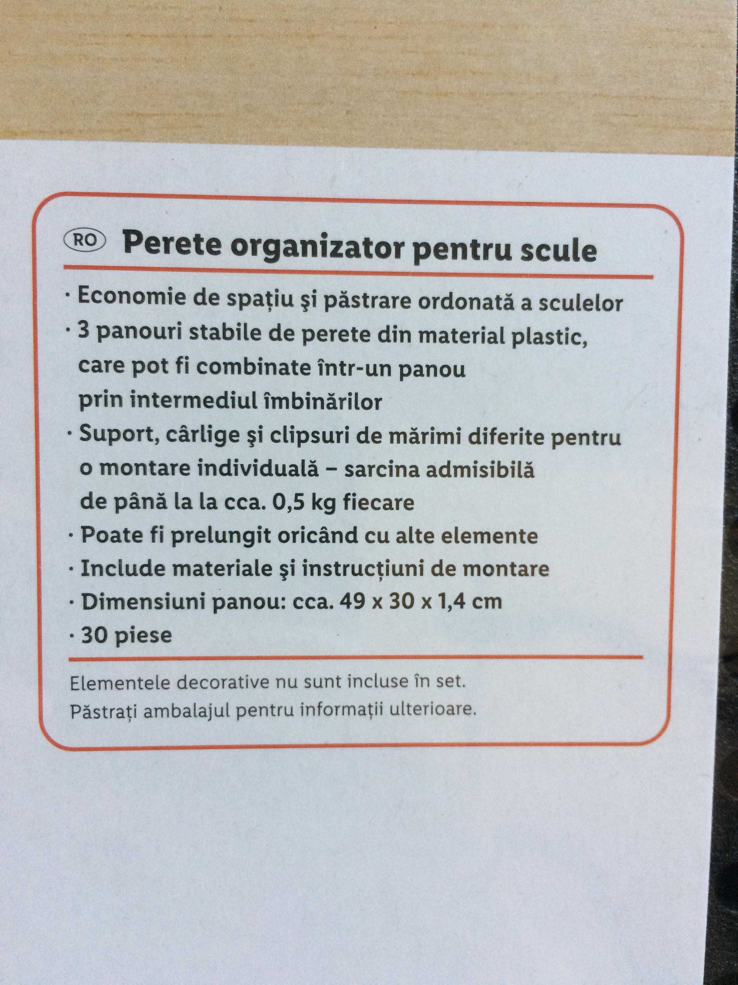 Organizator perete pentru scule